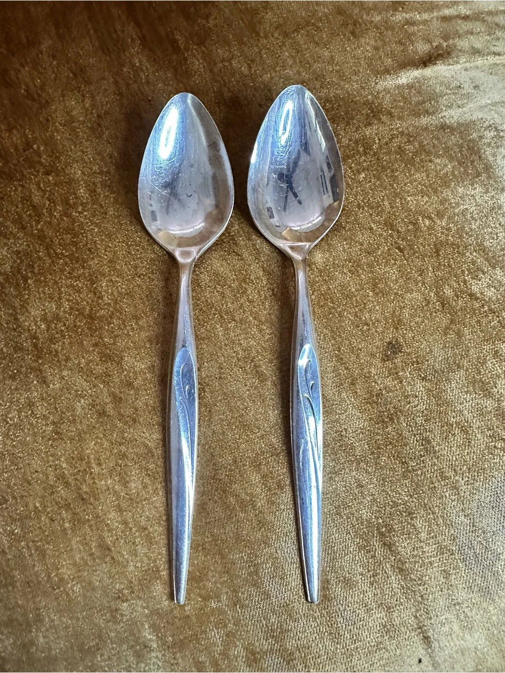 Vintage 60s Oneida Community Flight Serving Spoons Pair - Silver Plated
